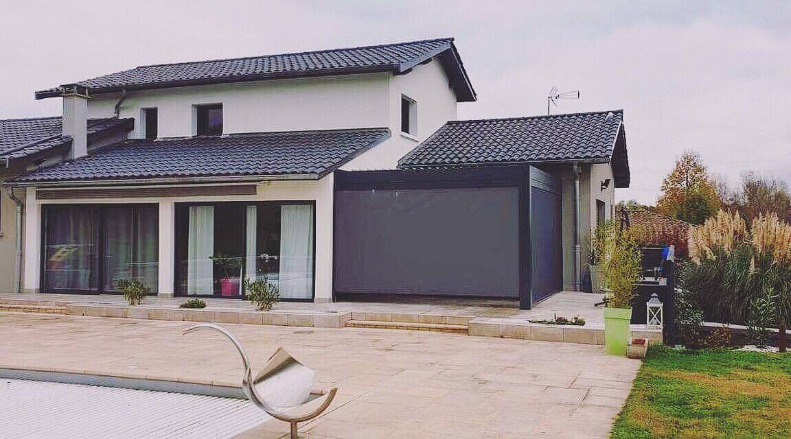 store zip motorisé RAL 7016