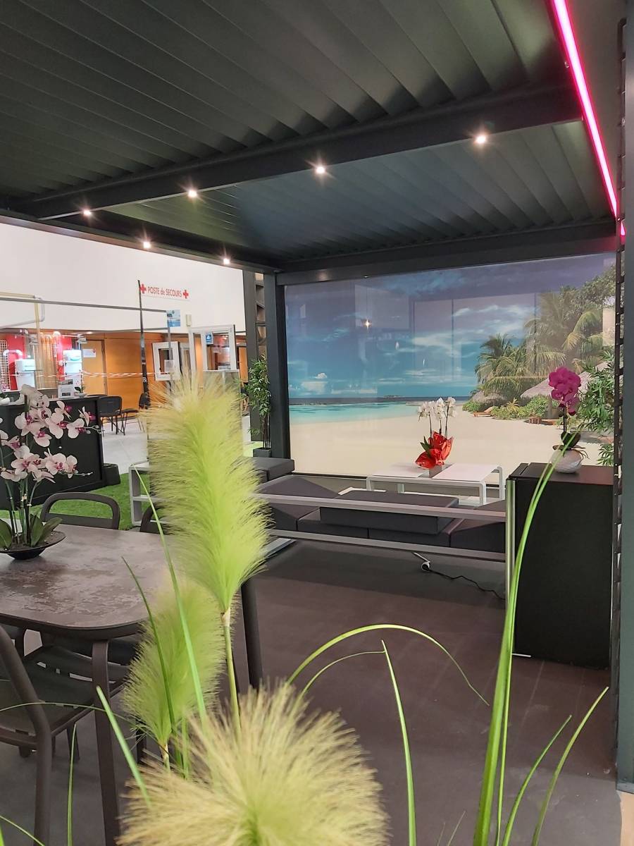 STORE LATERAL ZIP IMPRIME  Fermeture latérale personnalisé pour pergola bioclimatique