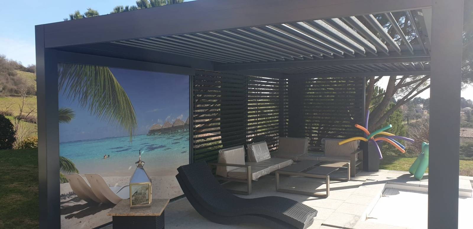 STORE LATERAL ZIP IMPRIME  Fermeture latérale personnalisé pour pergola bioclimatique