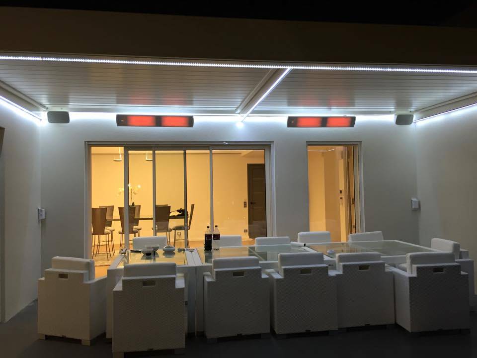 Chauffages rayonnant muraux pour pergola à lames orientables SOLISYSTEME