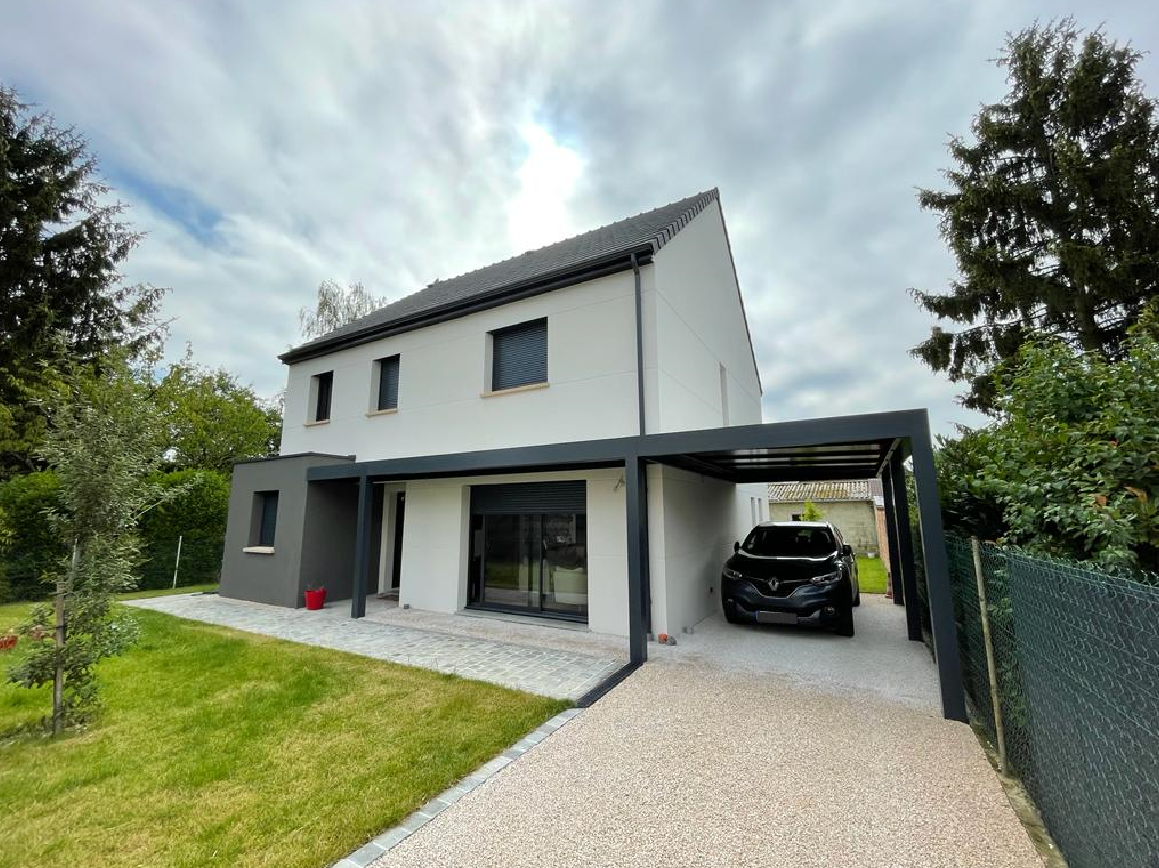 ABRI VOITURE CARPORT TOIT PLAT - STRUCTURE ALU ET TOITURE PARECLOSÉE EN ALUMINIUM