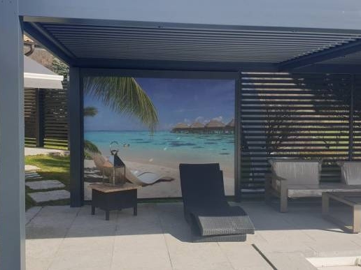 STORE LATERAL ZIP IMPRIME  Fermeture latérale personnalisé pour pergola bioclimatique