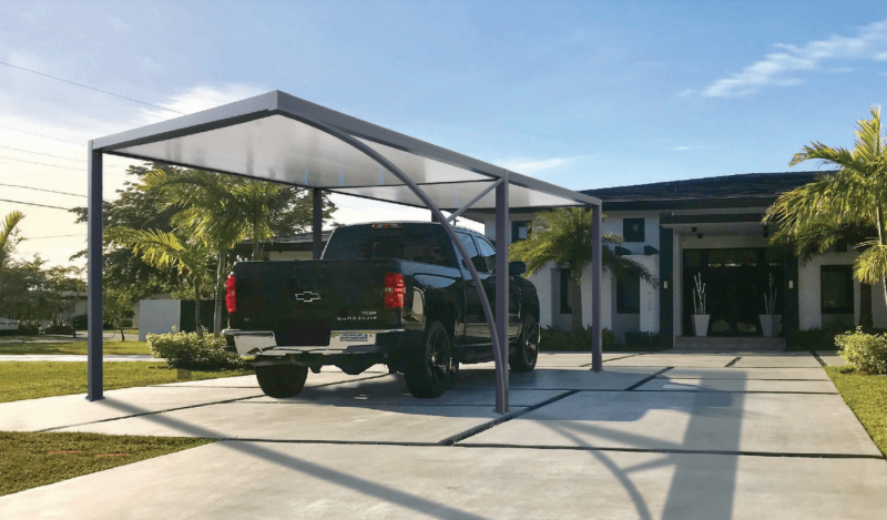 ABRI VOITURE CARPORT EN ALUMINIUM TOIT PLAT AVEC DEGAGEMENT